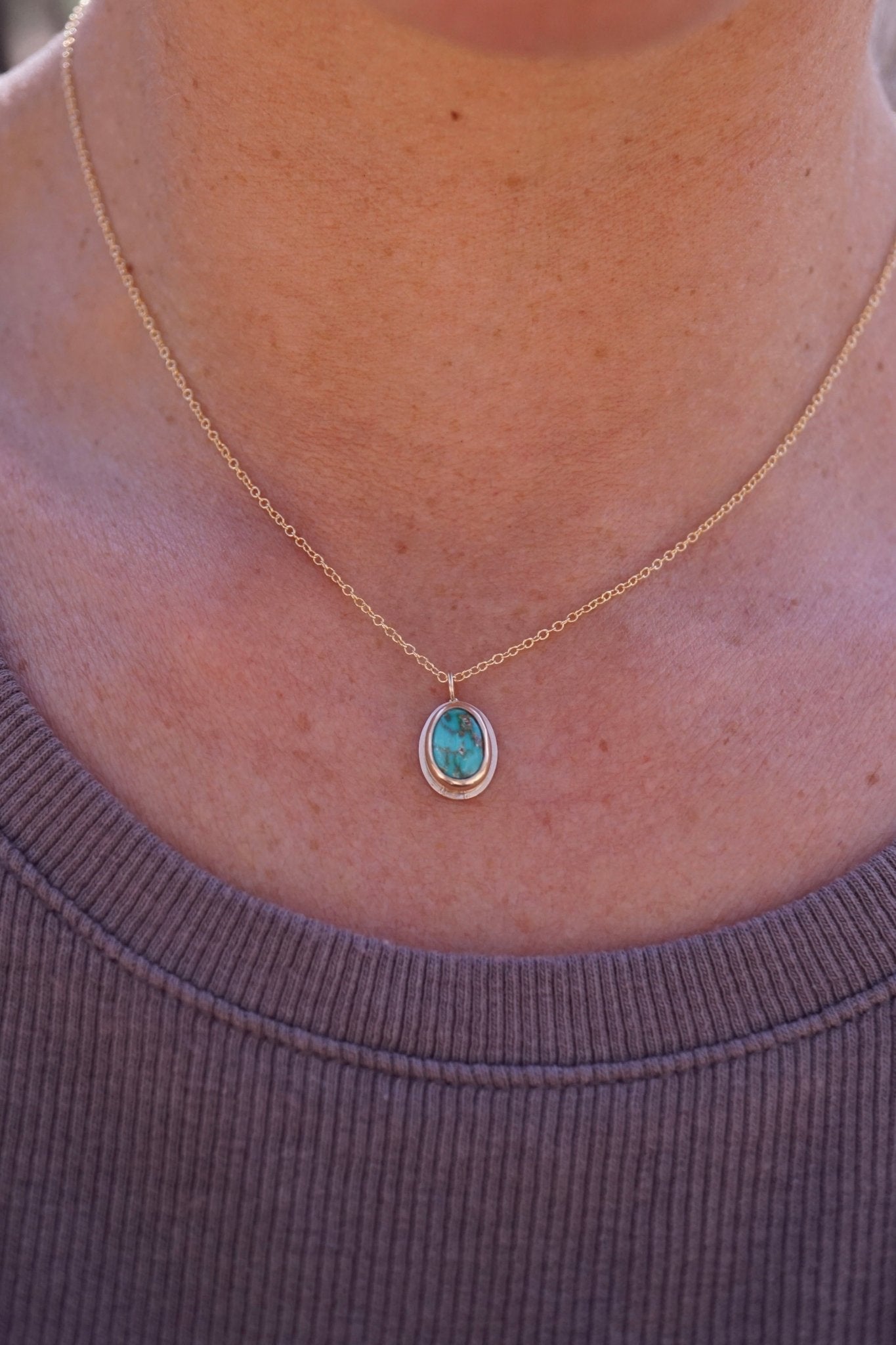 dainty sonoran turquoise and 14k goldfill necklace - Lumenrose