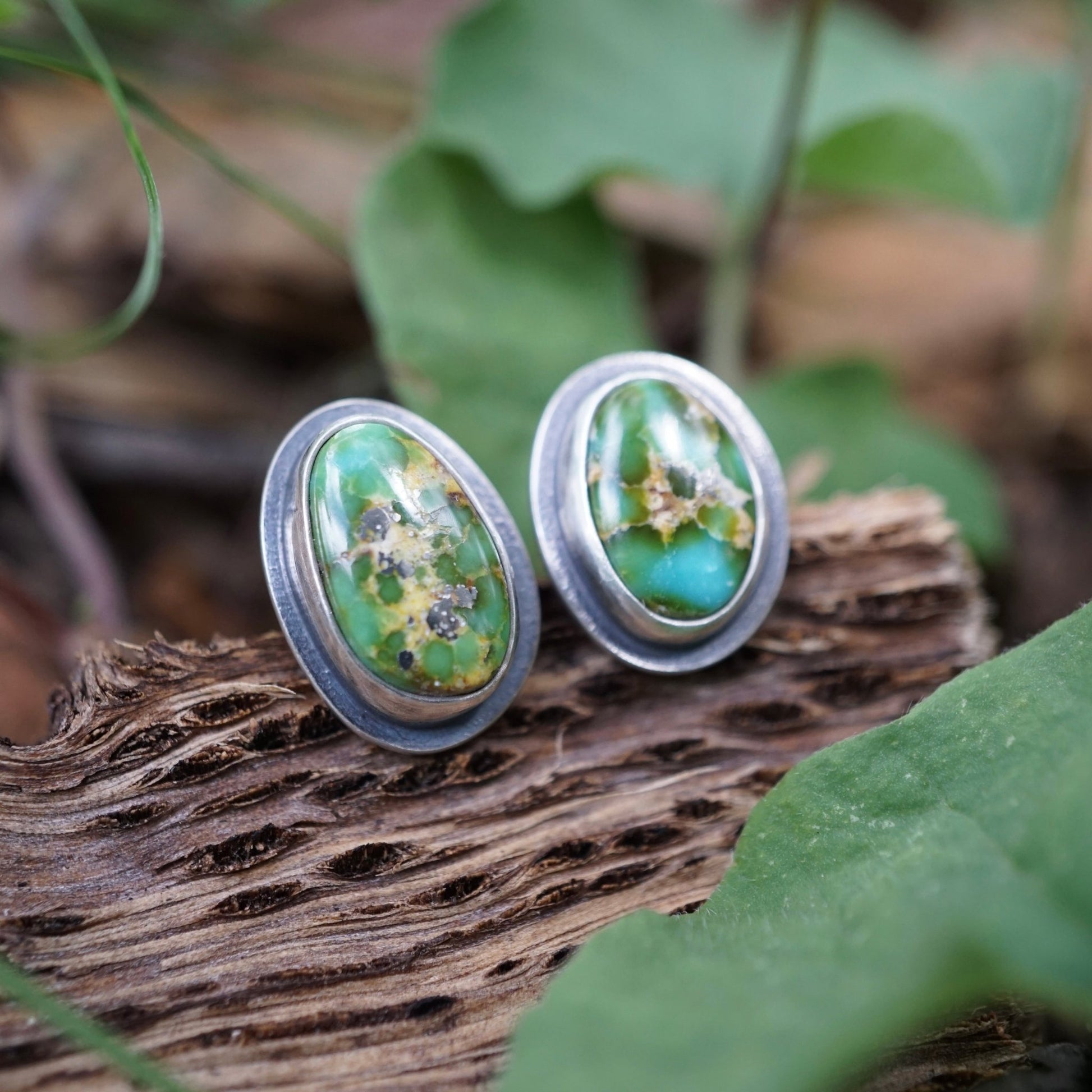 deep green sonoran gold stud earrings - Lumenrose