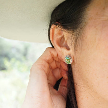 deep green sonoran gold stud earrings - Lumenrose