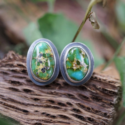 deep green sonoran gold stud earrings - Lumenrose