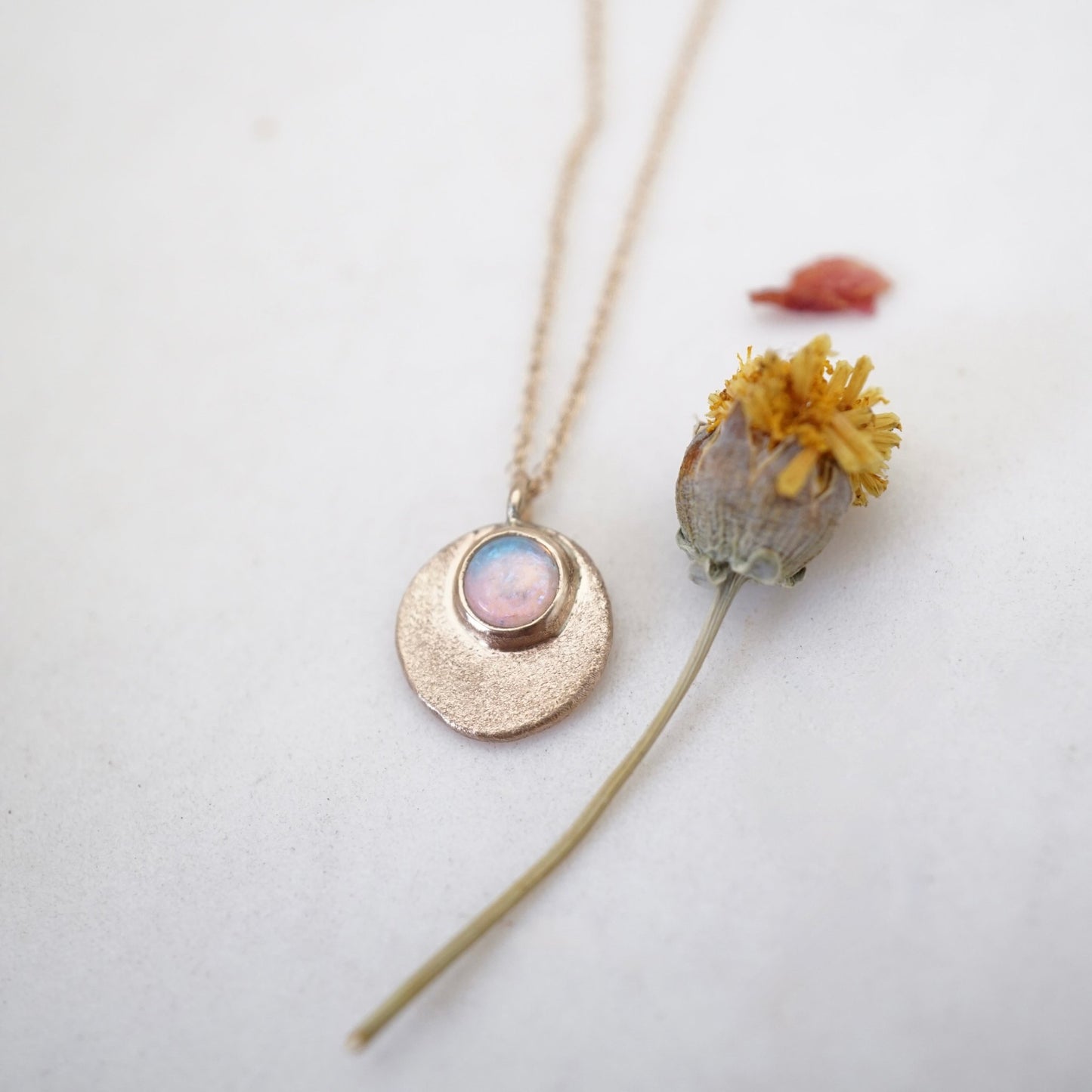 delicate 14k golden orb + opal necklace - Lumenrose