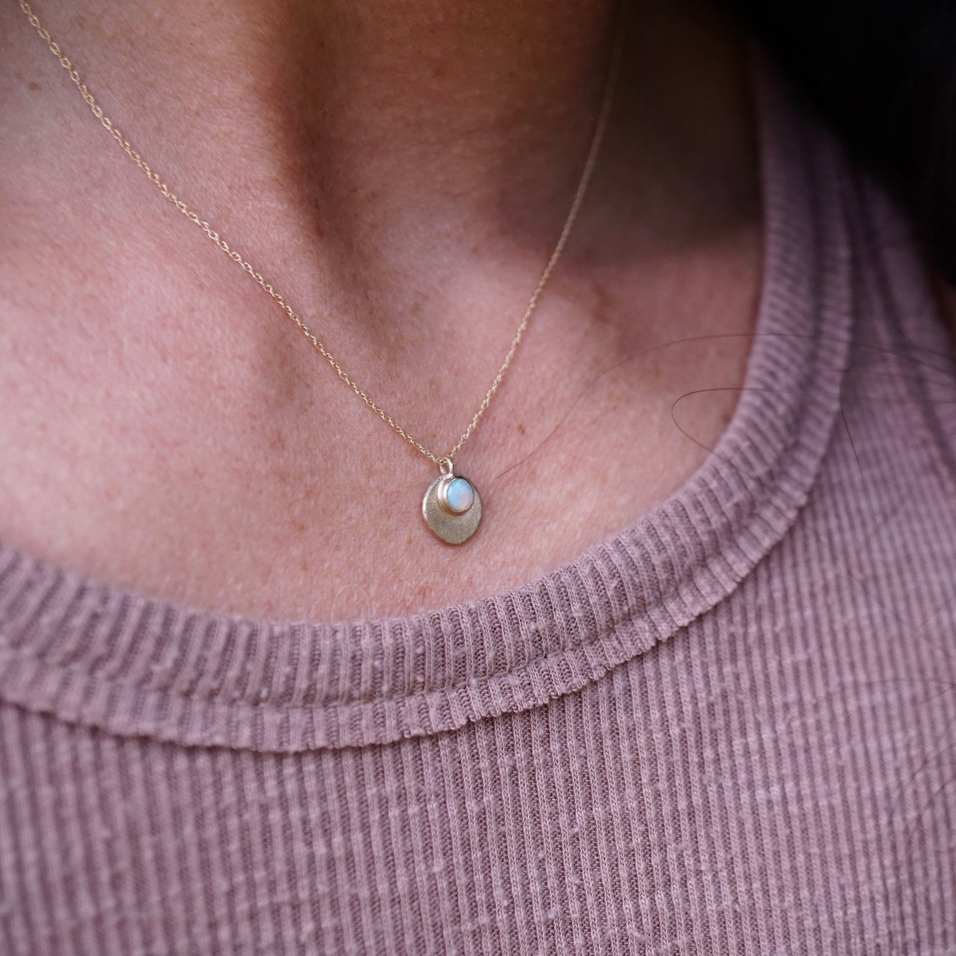 delicate 14k golden orb + opal necklace - Lumenrose