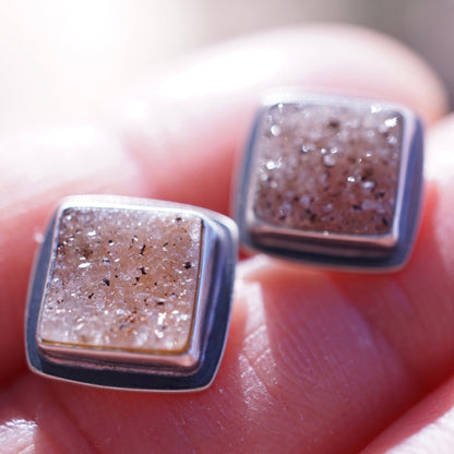 druzy quartz studs - squares - Lumenrose