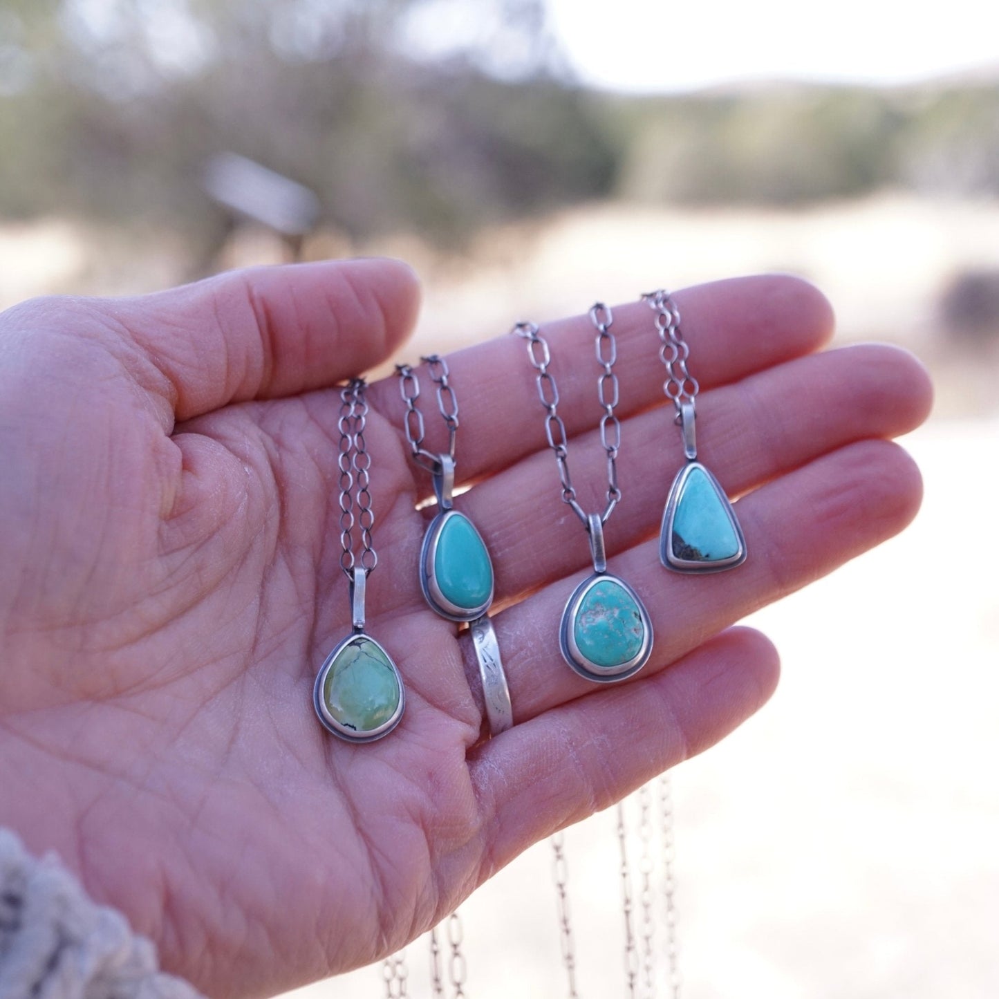 everyday turquoise necklace - green chinese teardrop - Lumenrose