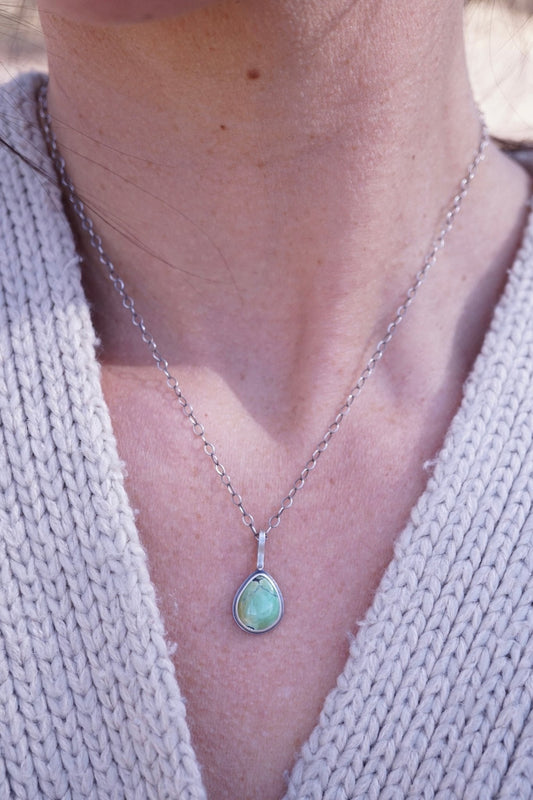 everyday turquoise necklace - green chinese teardrop - Lumenrose