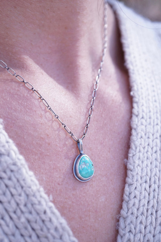 everyday turquoise necklace - teal teardrop - Lumenrose