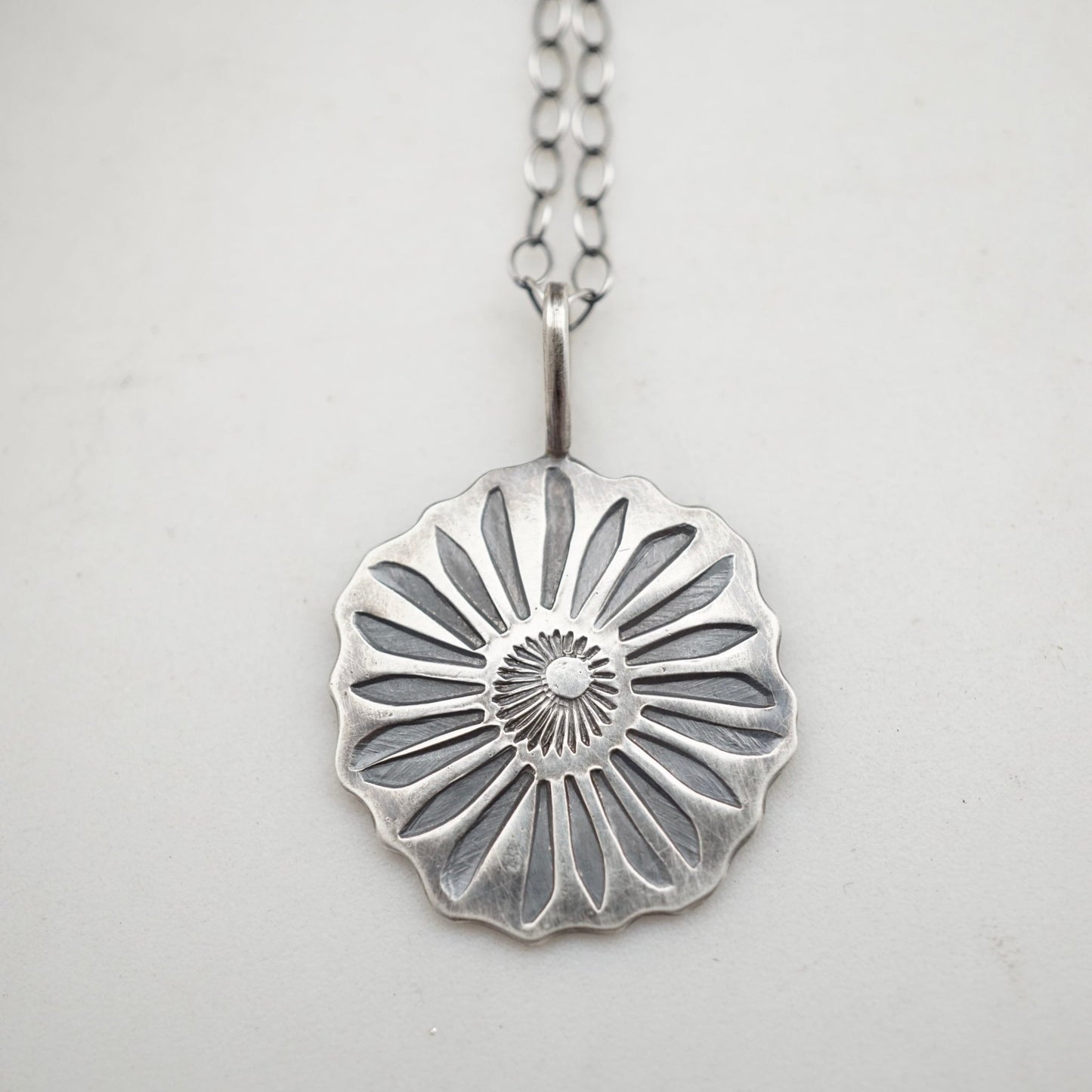 full bloom flower necklace - all silver - Lumenrose