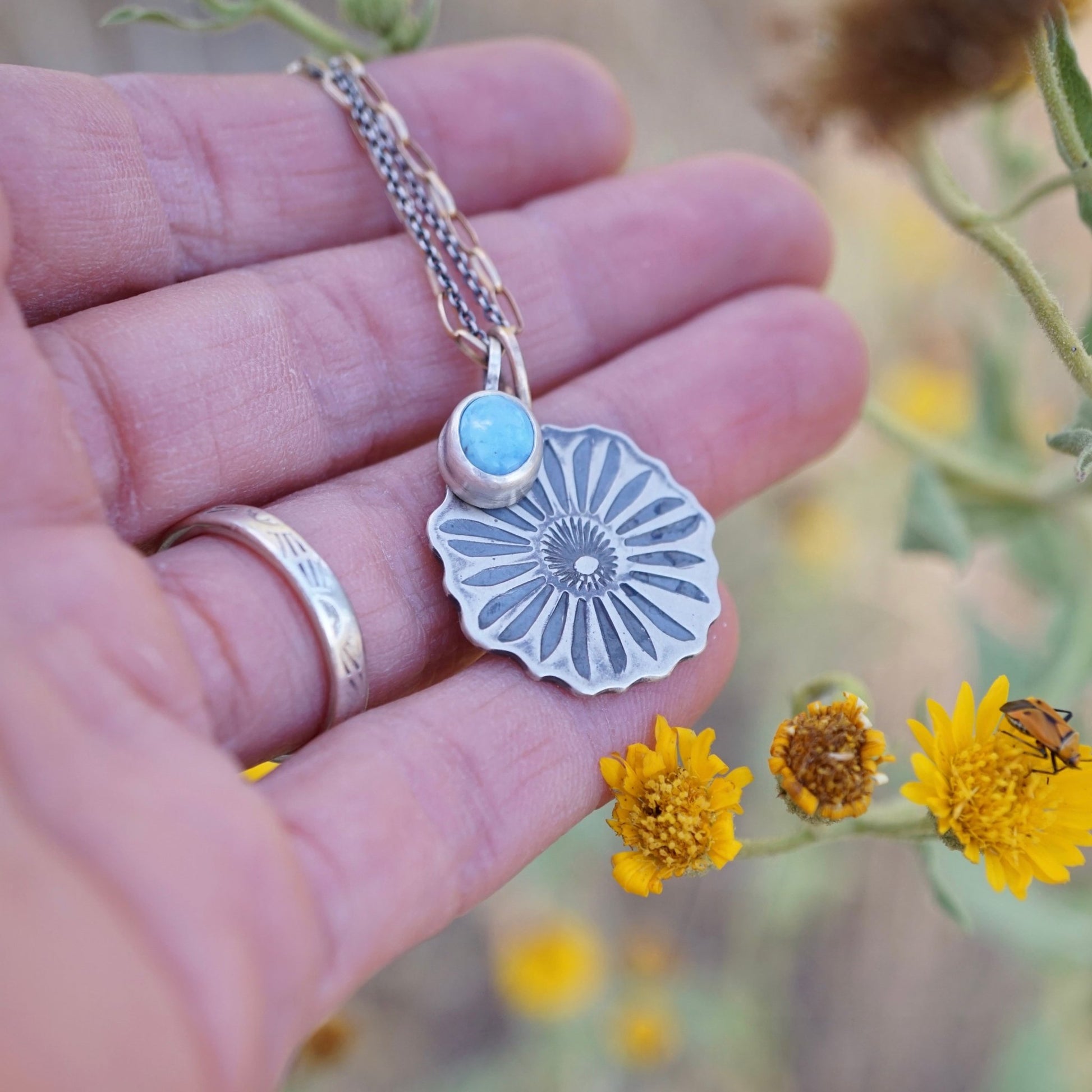 full bloom necklace with lavender charm + silver and goldfill chain - Lumenrose