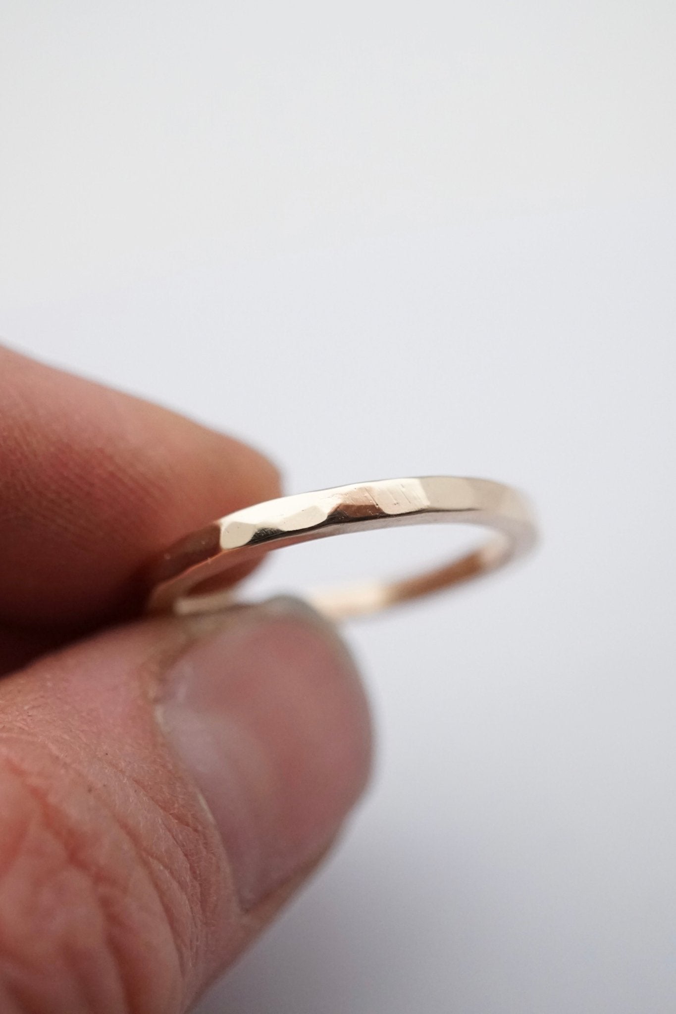 hammered 14k gold band 2mm matte finish - size 8 - Lumenrose