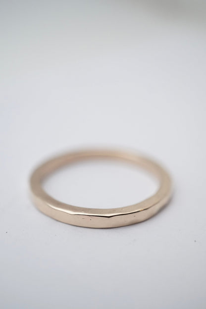 hammered 14k gold band 2mm matte finish - size 8 - Lumenrose