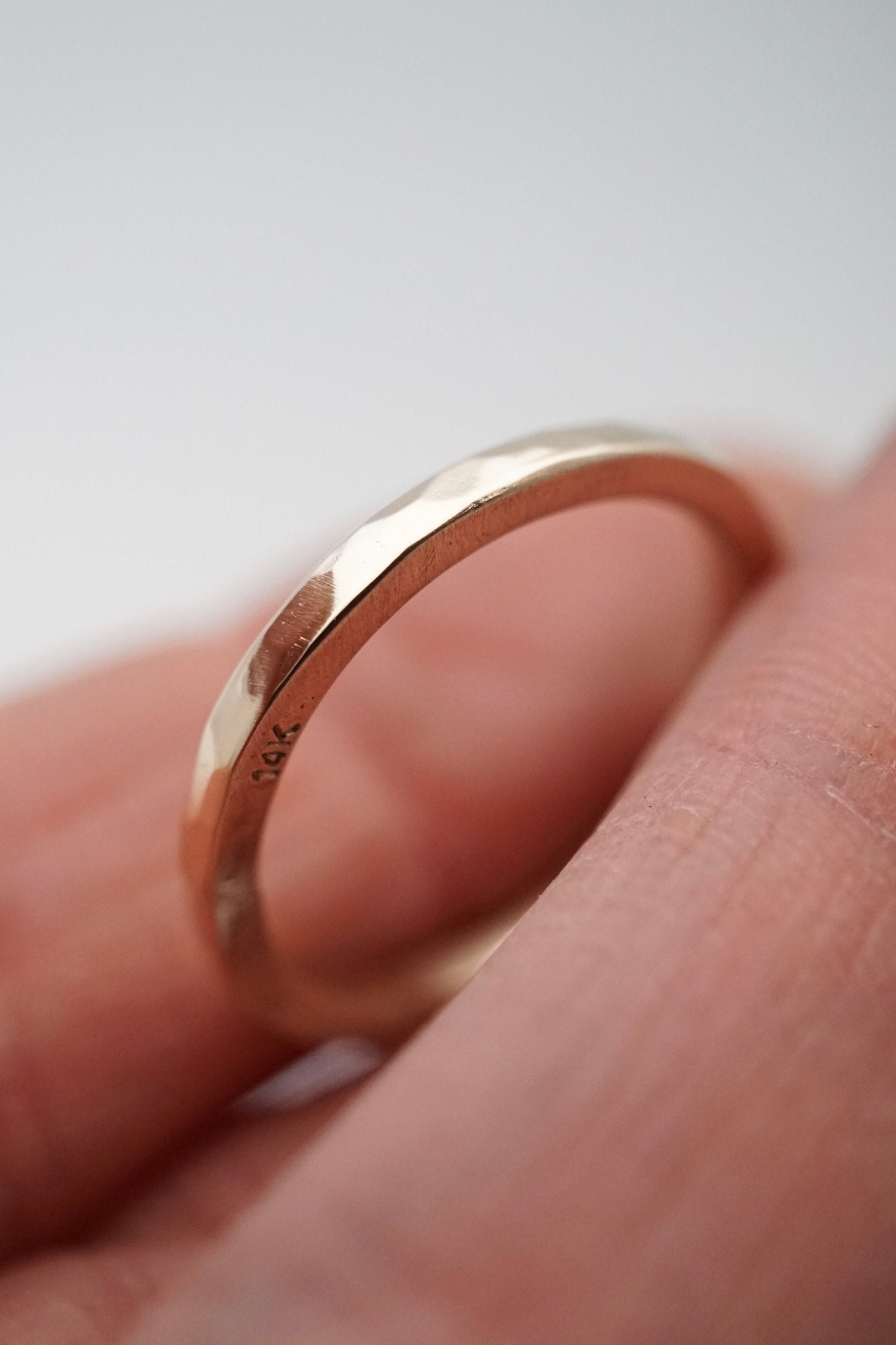 hammered 14k gold band 2mm matte finish - size 8 - Lumenrose