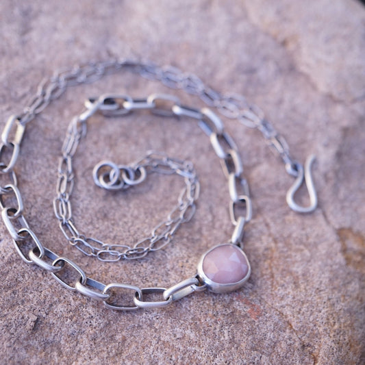 handmade chain choker with guava quartz - Lumenrose