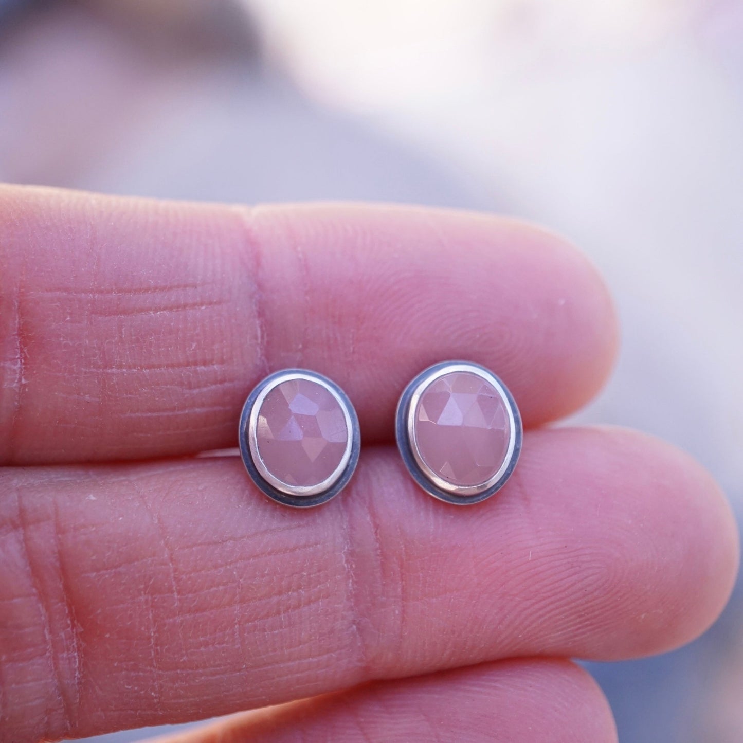 itty bitty guava quartz studs - Lumenrose