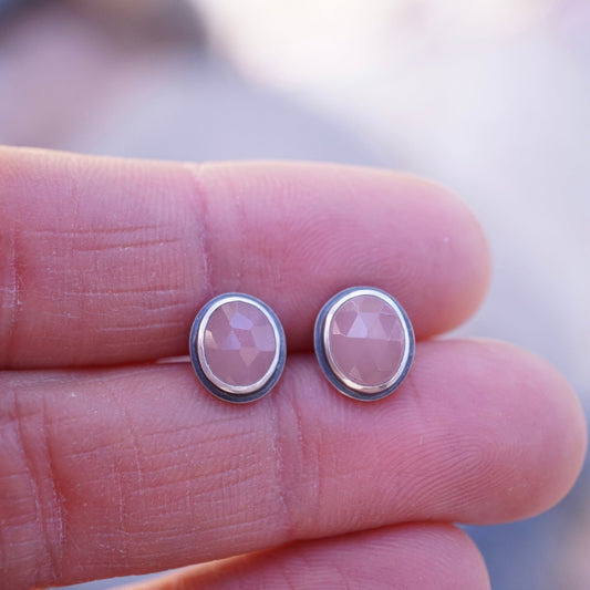 itty bitty guava quartz studs - Lumenrose