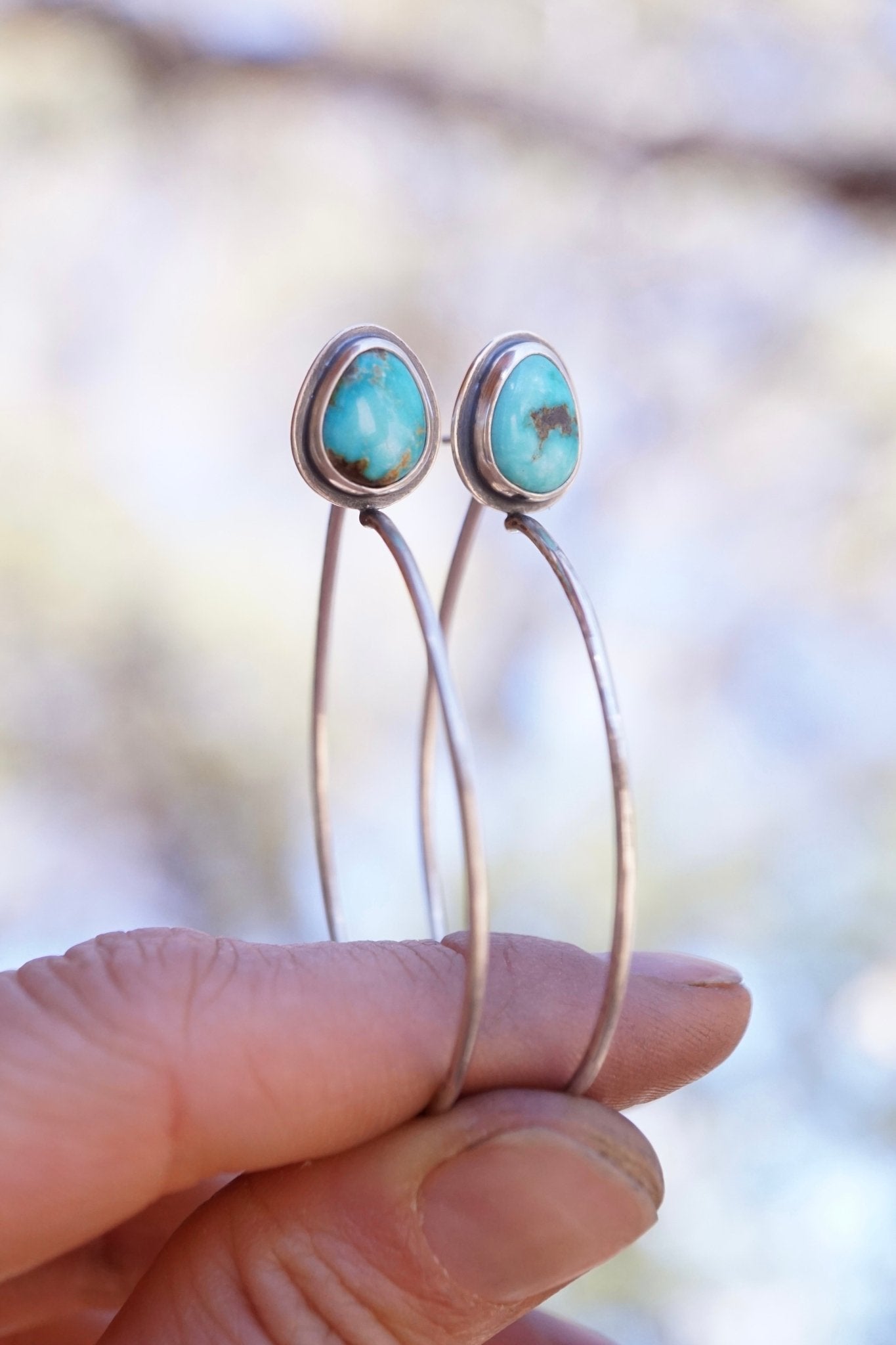 lumenrose hoops with emerald valley turquoise - SMALL SIZE - Lumenrose