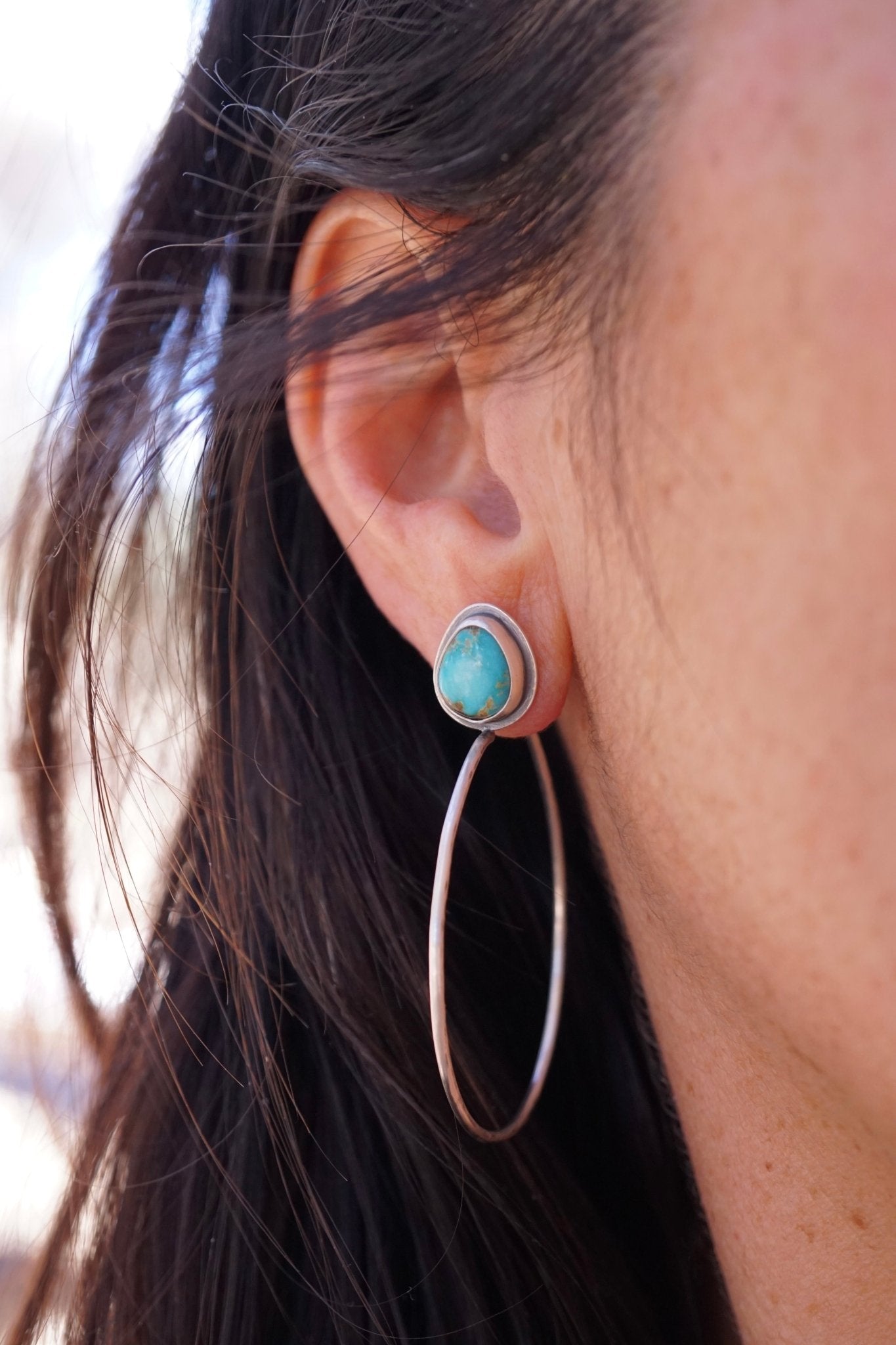 lumenrose hoops with emerald valley turquoise - SMALL SIZE - Lumenrose