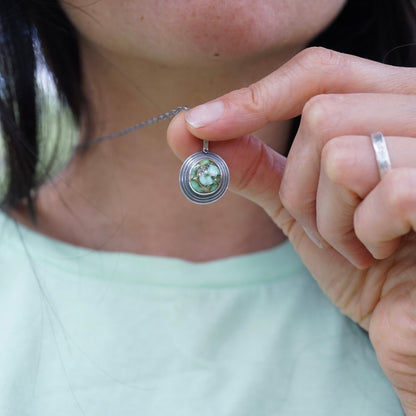 minty sonoran gold turquoise layered silver necklace - Lumenrose