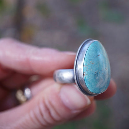 new mexico turquoise teardrop ring - size 8.5 - Lumenrose