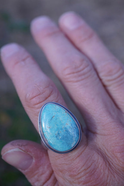 new mexico turquoise teardrop ring - size 8.5 - Lumenrose