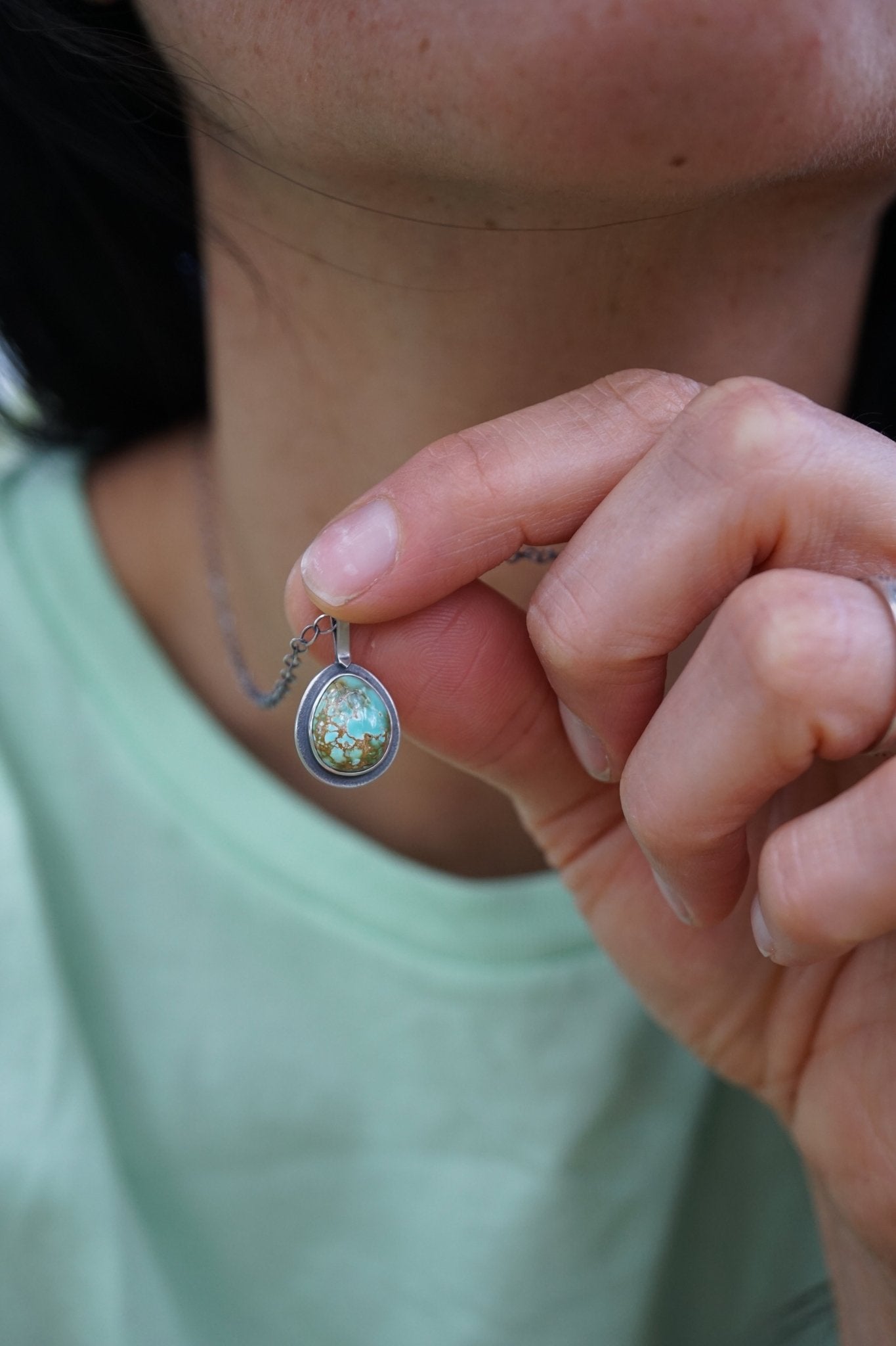 polychrome sonoran gold turquoise teardrop necklace - Lumenrose