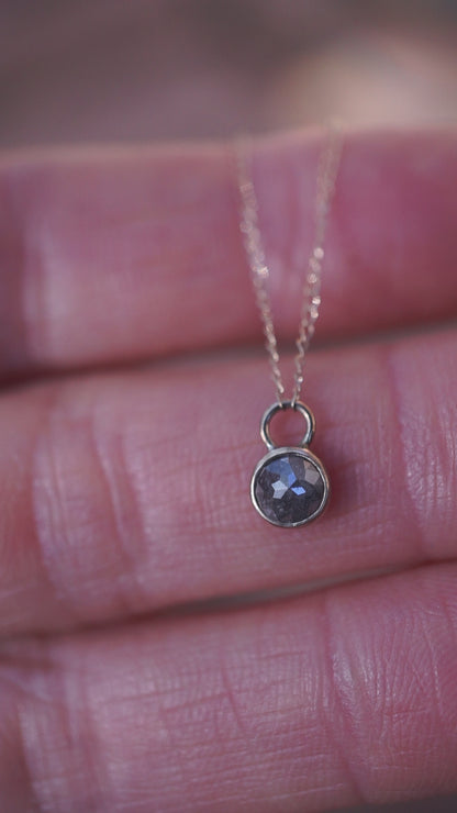 delicate 14k gold + salt and pepper diamond necklace