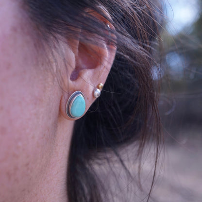 red mountain turquoise teardrop studs in sky blue - Lumenrose