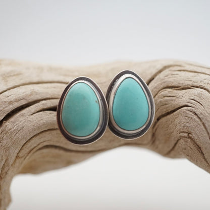 red mountain turquoise teardrop studs in sky blue - Lumenrose