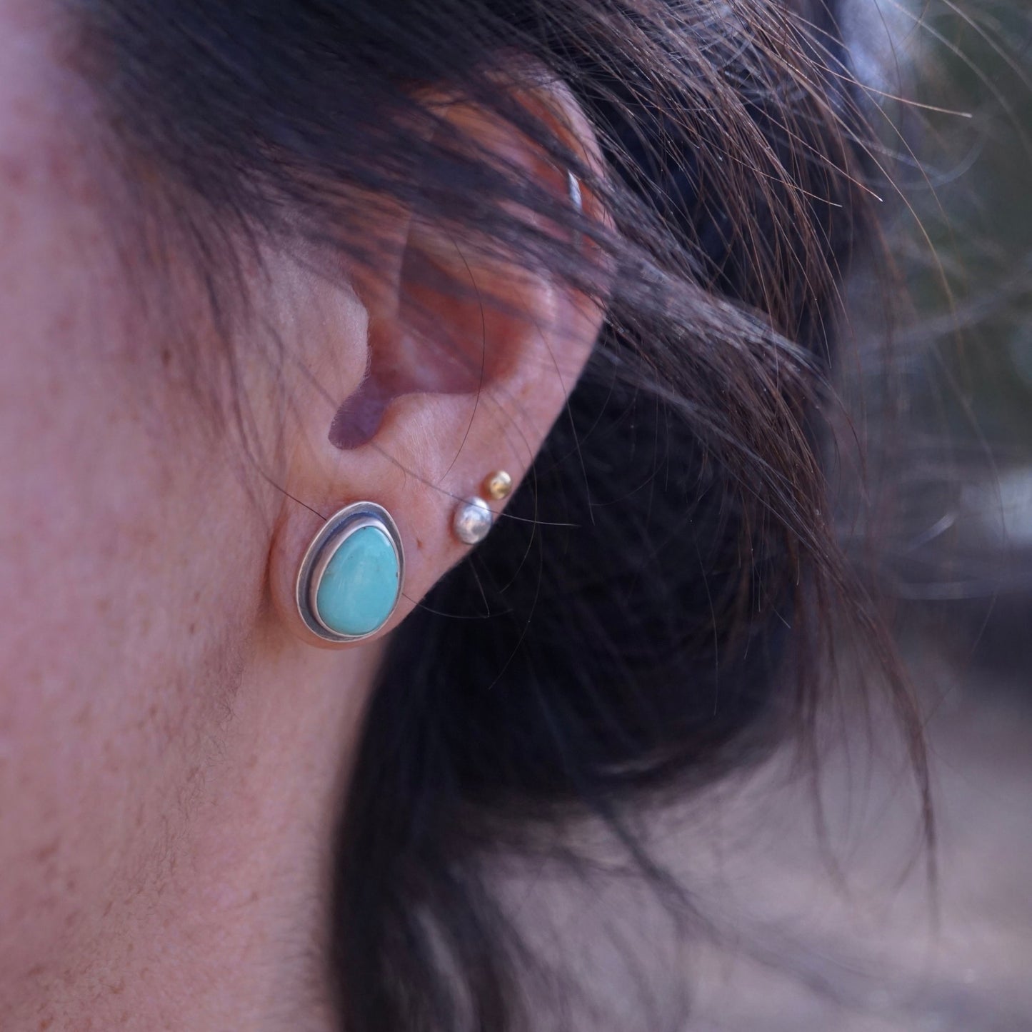 red mountain turquoise teardrop studs in sky blue - Lumenrose