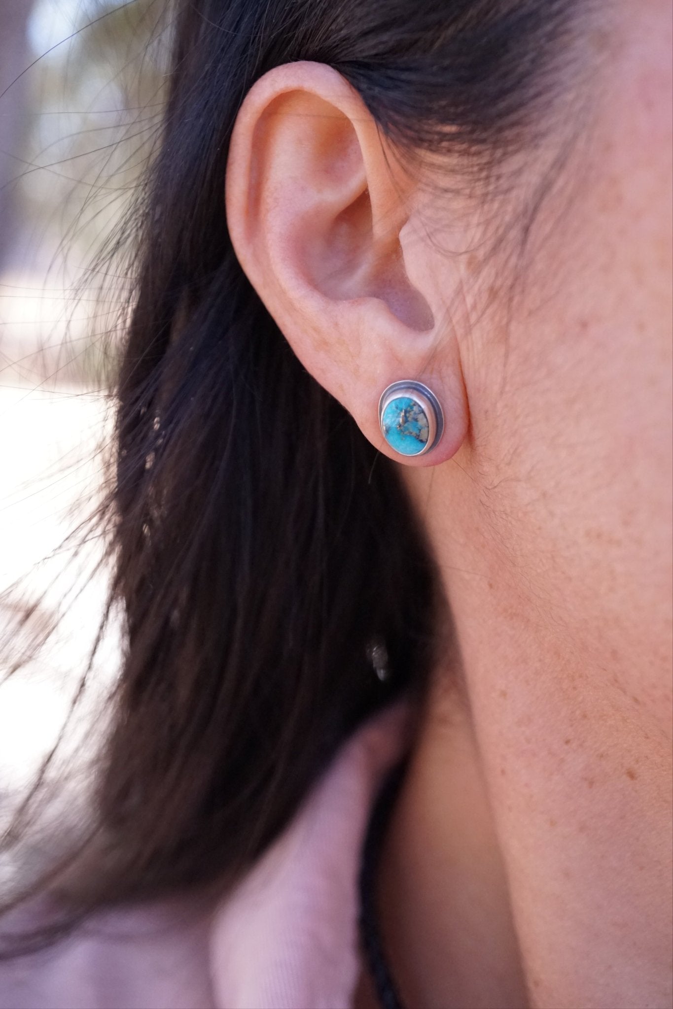 riviera turquoise studs with pyrite - Lumenrose