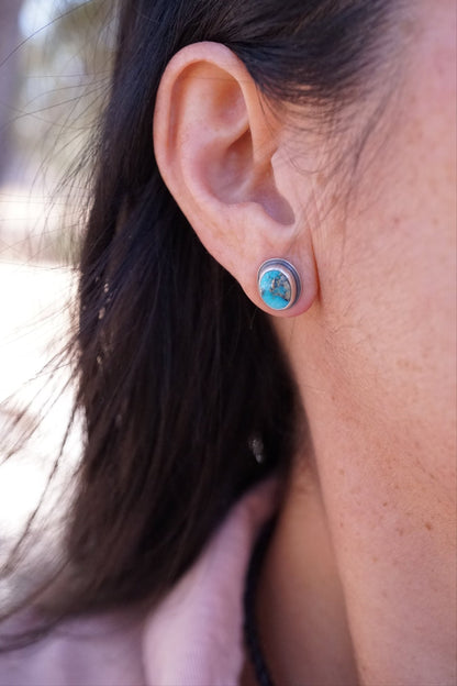 riviera turquoise studs with pyrite - Lumenrose