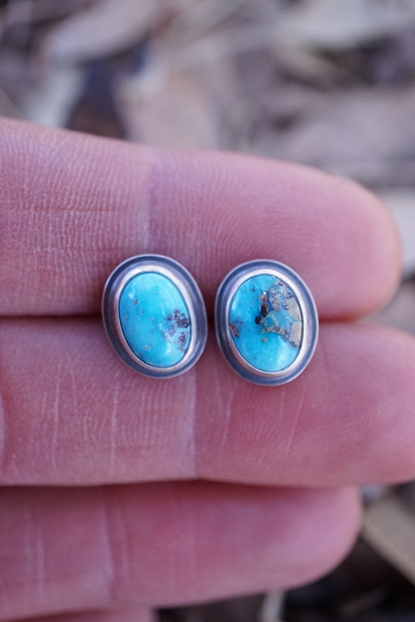 riviera turquoise studs with pyrite - Lumenrose