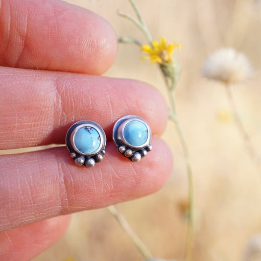 small lavender turquoise studs with dots - Lumenrose