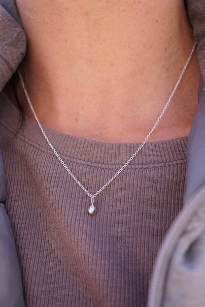 teeny silver droplet necklace - Lumenrose