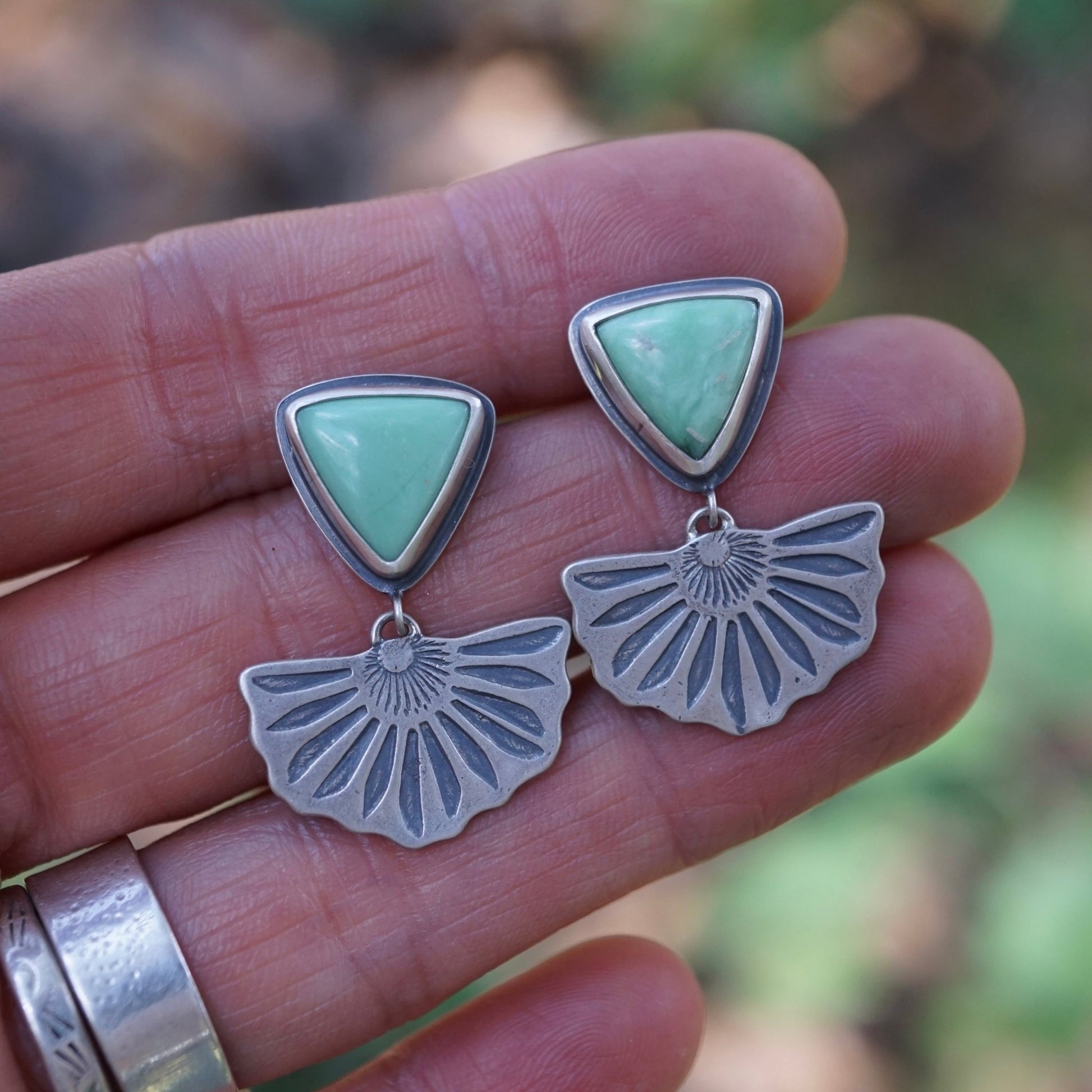 the blooming studs with lucin variscite - Lumenrose