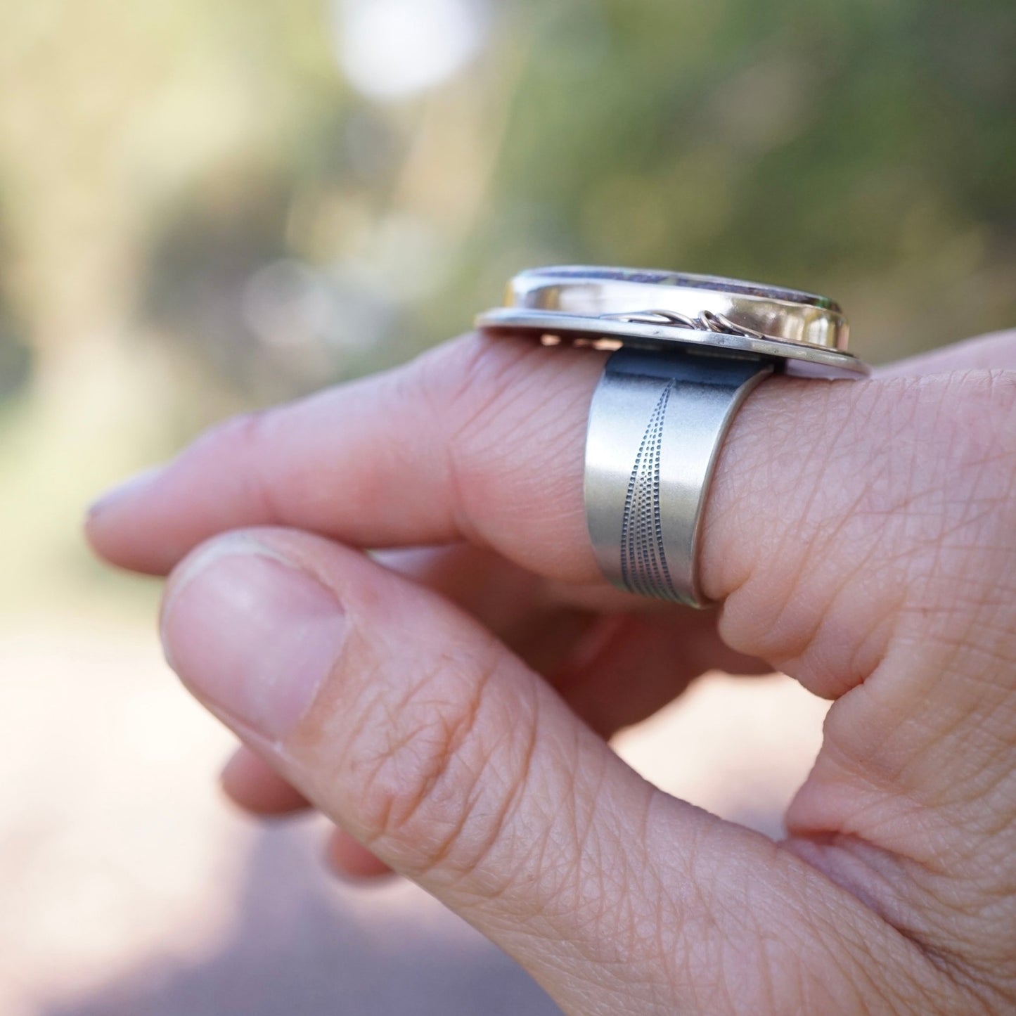 The Golden Thread Ring with high grade royston and 14k - size 7 - Lumenrose