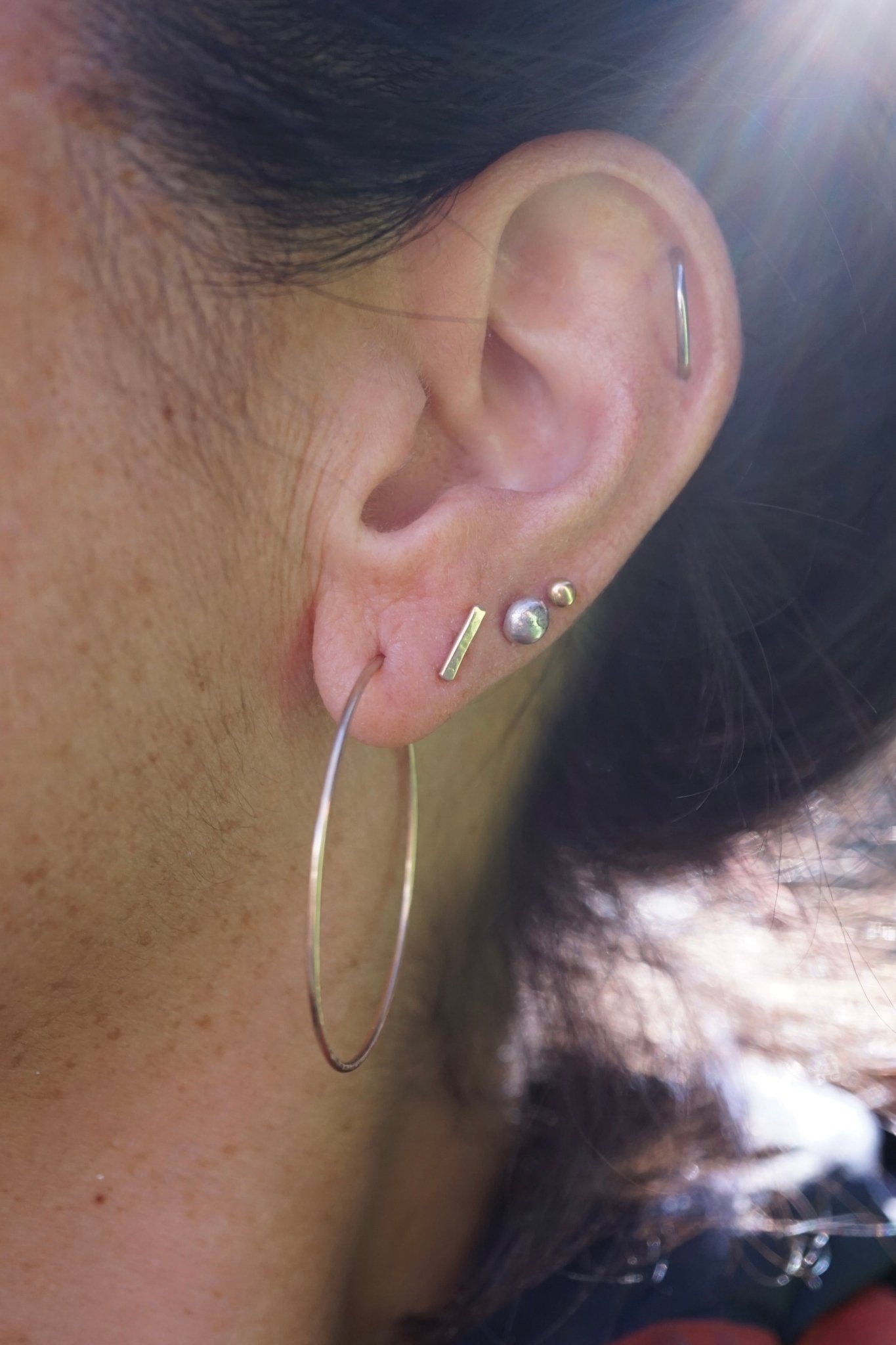 tiny 14k goldfill bar studs - Lumenrose