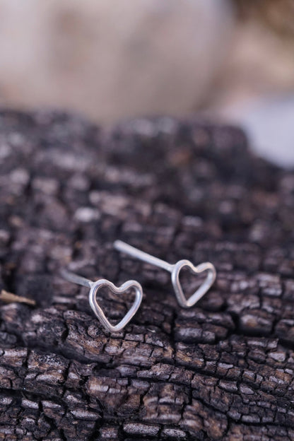 tiny silver heart studs - Lumenrose