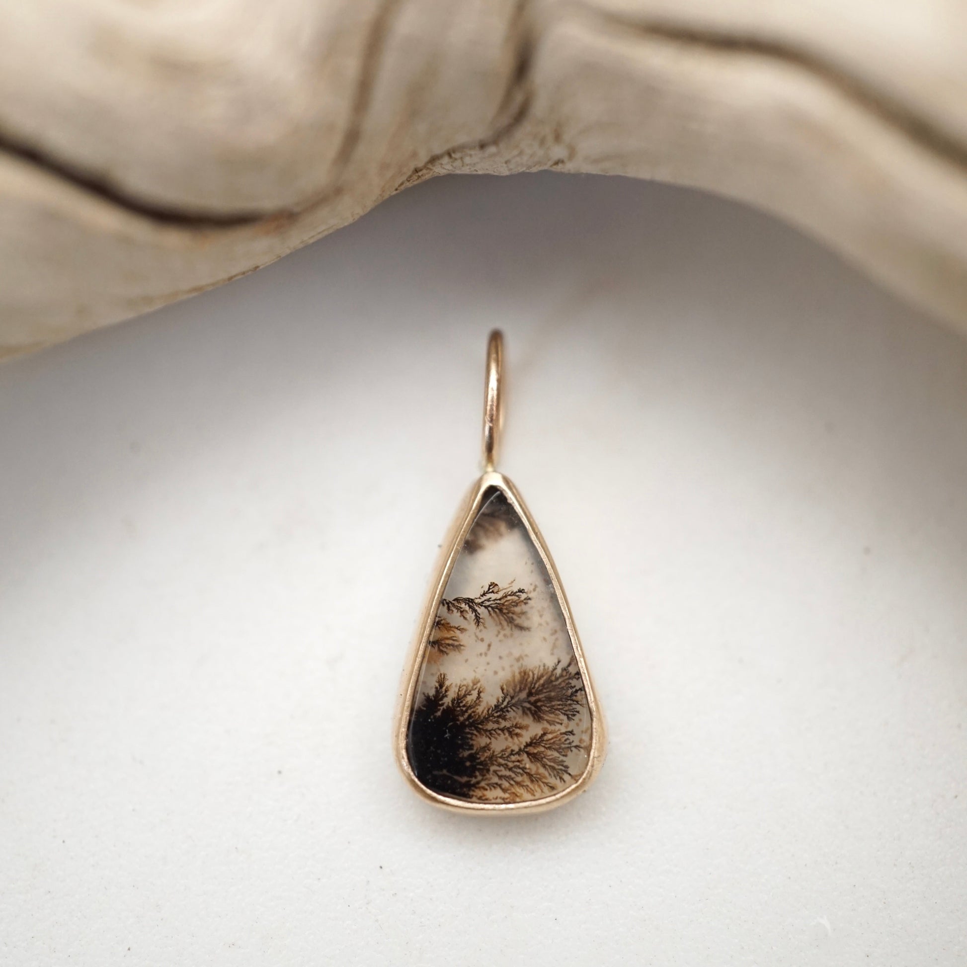 14k GOLD + dendritic agate pendant (no chain) - Lumenrose