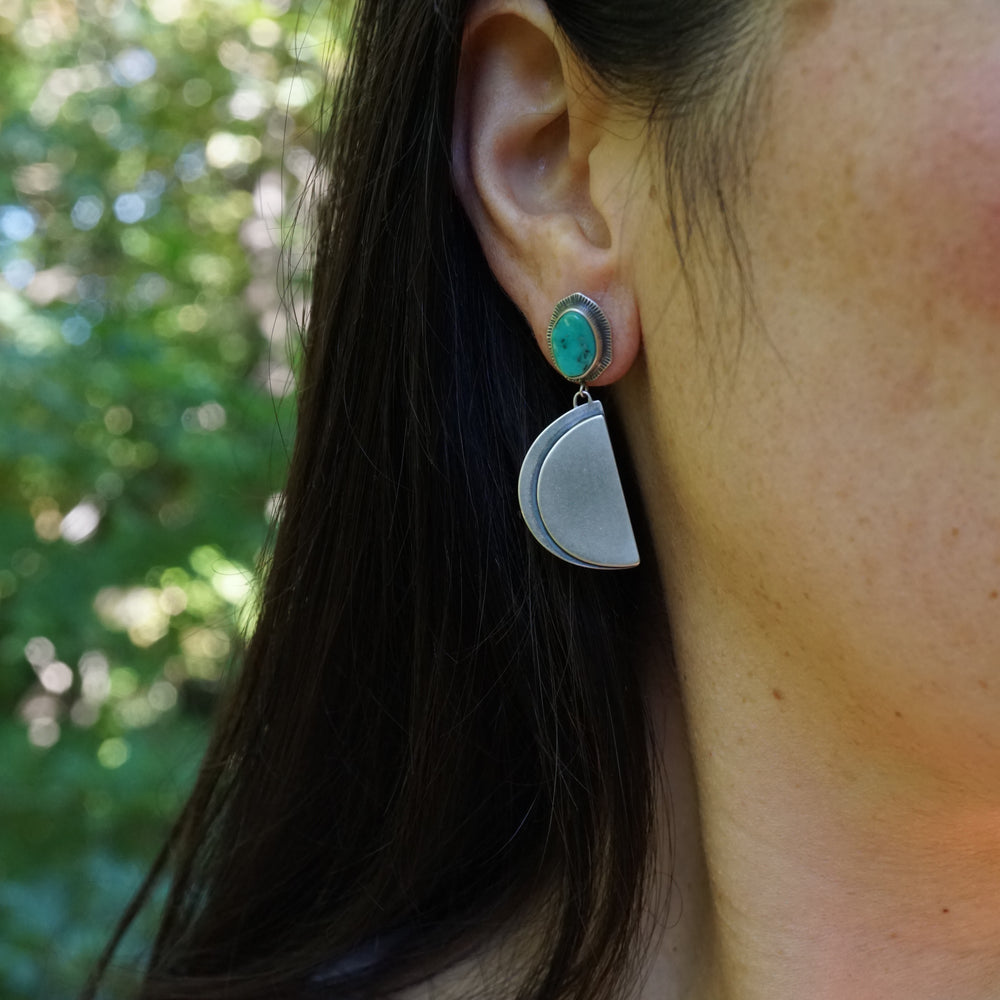 bohemian turquoise dangle earrings half moon
