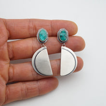 bohemian turquoise dangle earrings half moon
