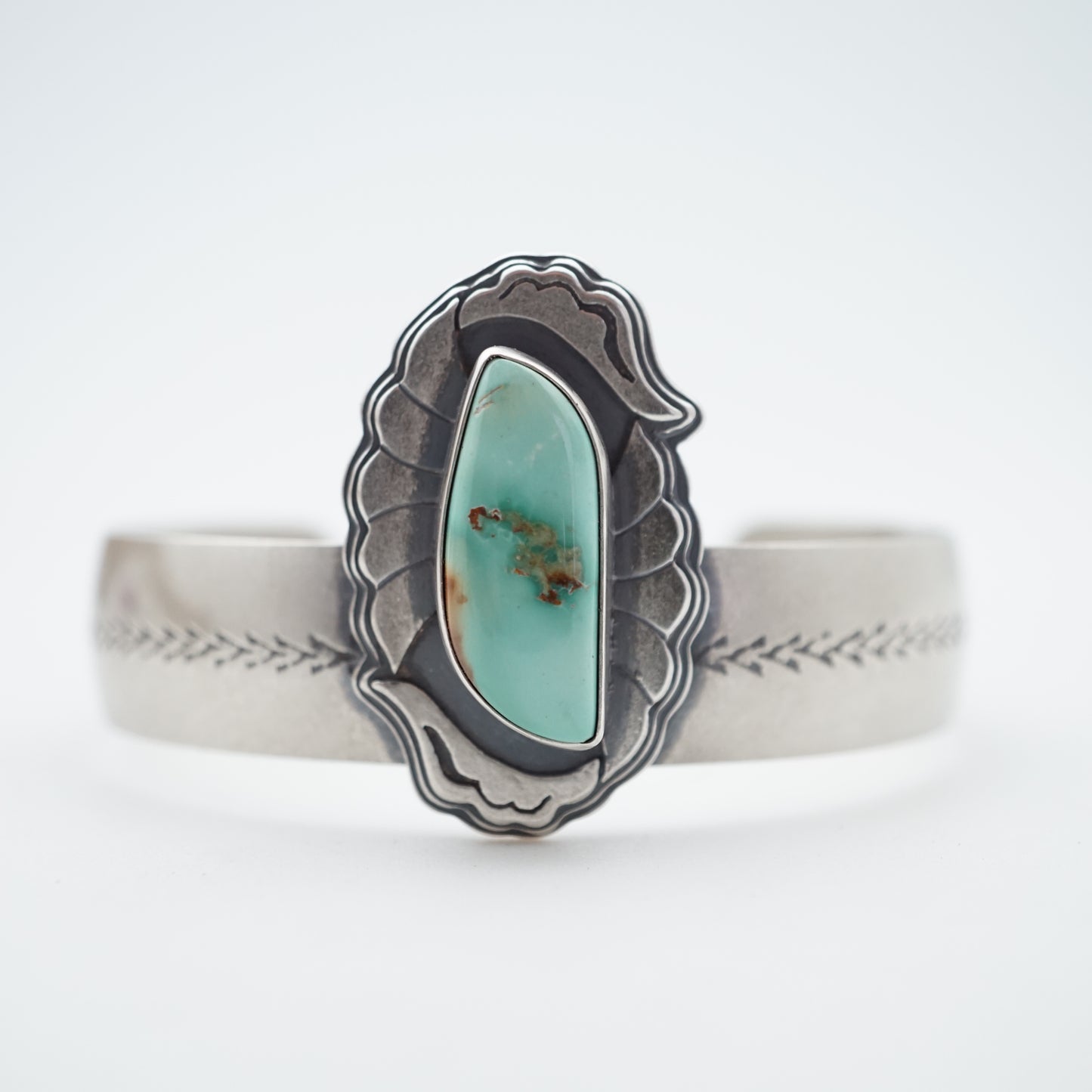 cheyenne turquoise and silver floral cuff bracelet