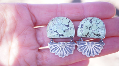 LICHEN FLOWER half moon stud dangles