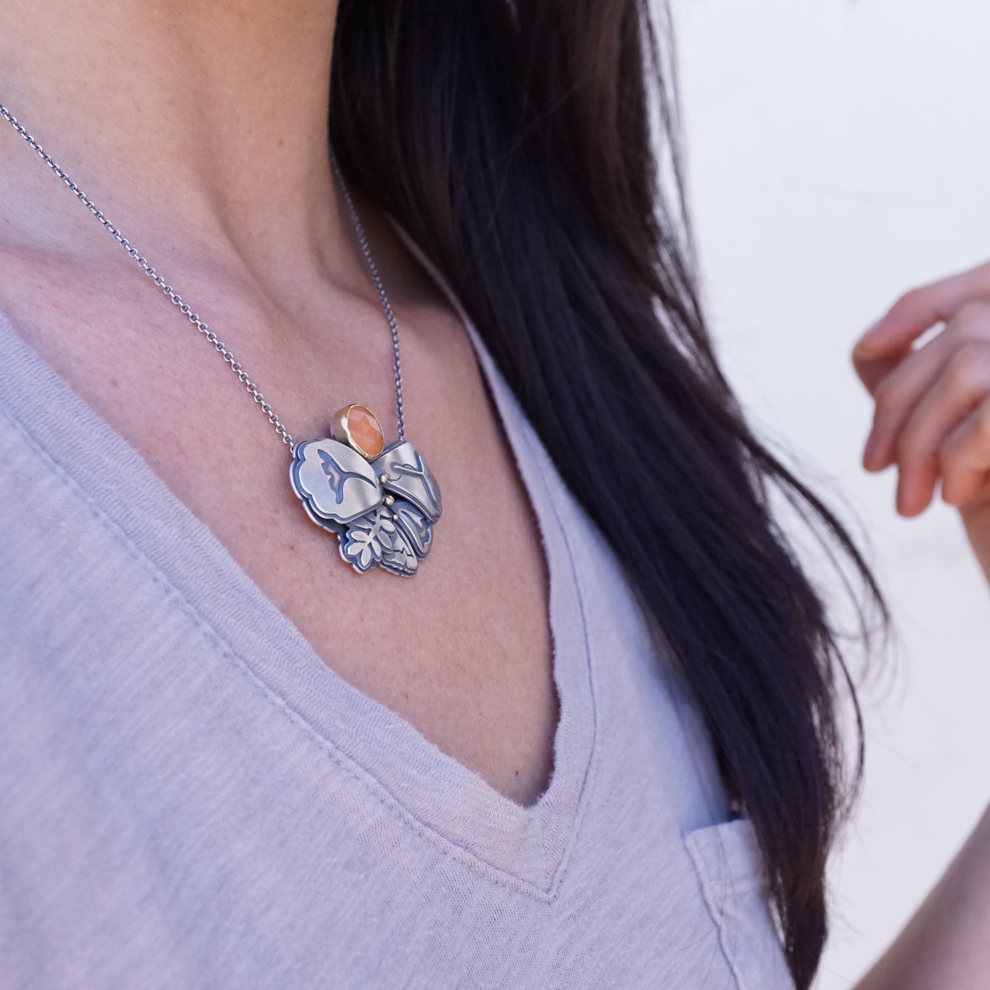 arizona poppy necklace with carnelian + 18k gold with adjustable chain - Lumenrose