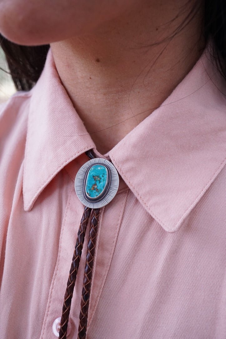 blue gem turquoise bolo tie - Lumenrose