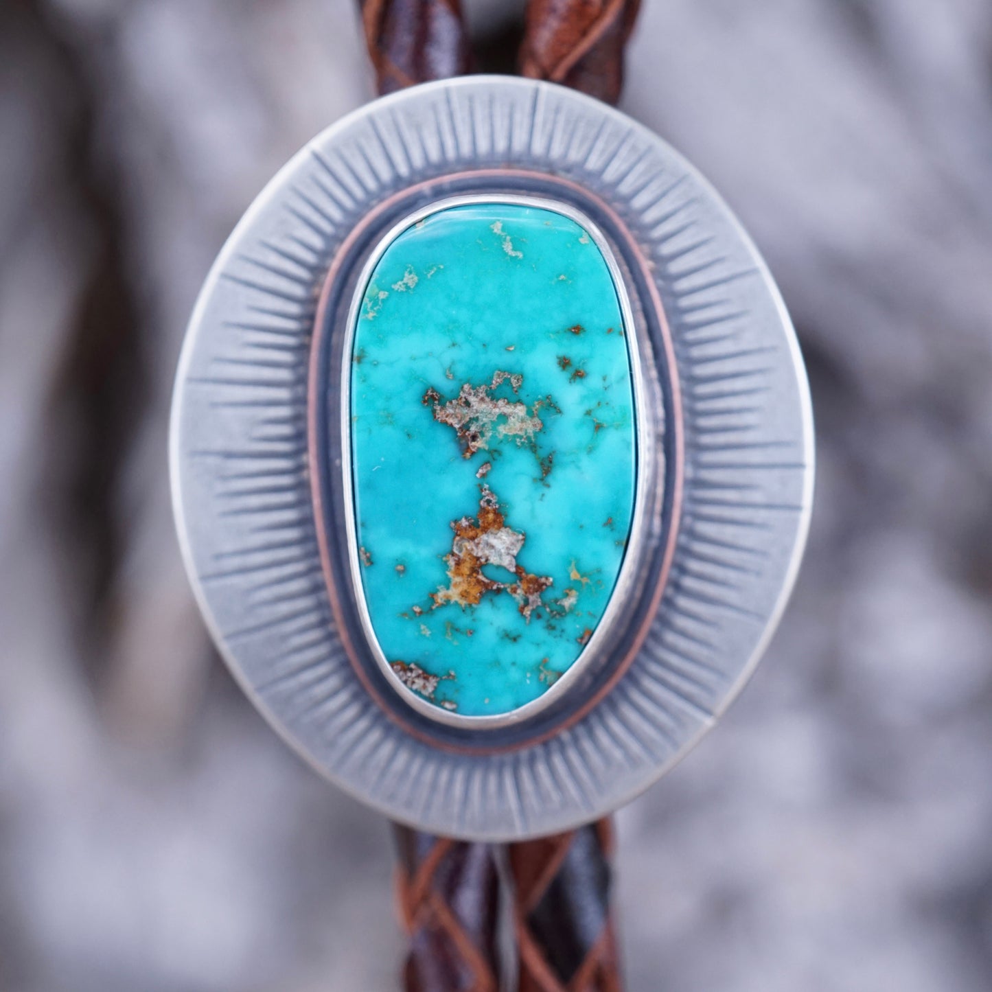 blue gem turquoise bolo tie - Lumenrose