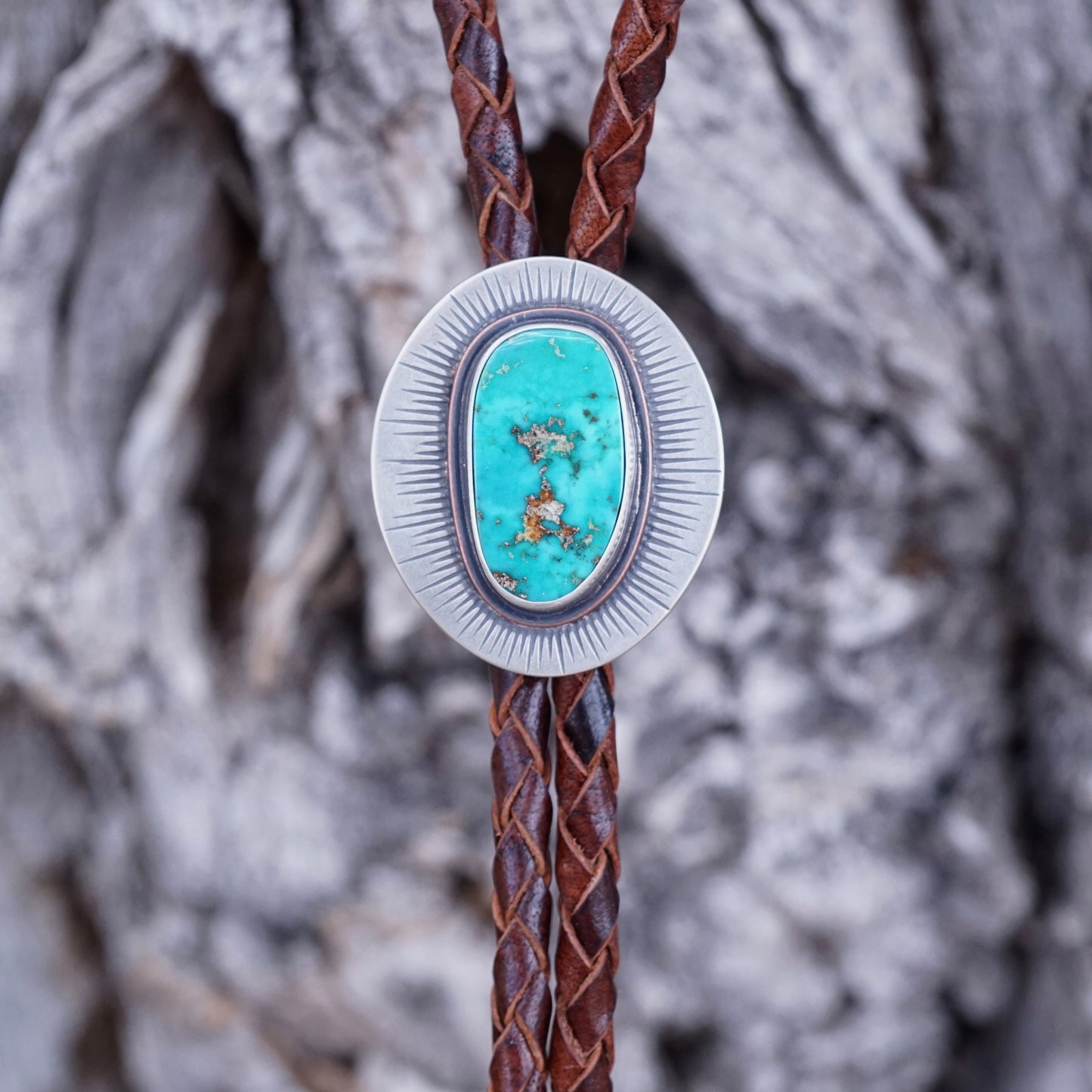 blue gem turquoise bolo tie - Lumenrose