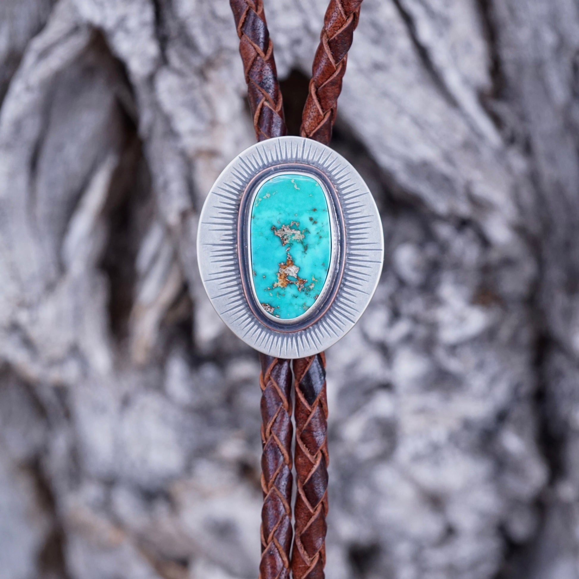 blue gem turquoise bolo tie - Lumenrose