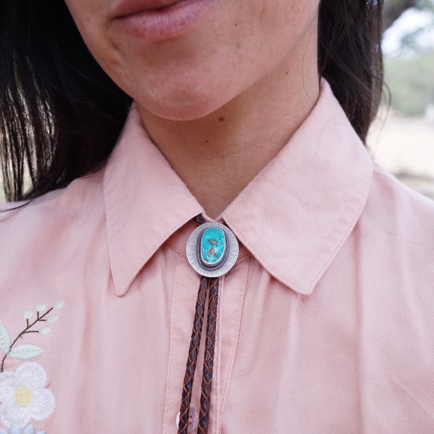 blue gem turquoise bolo tie - Lumenrose