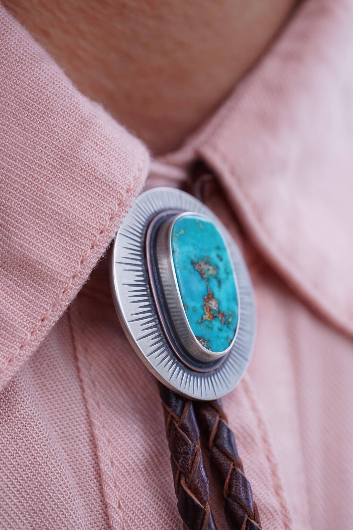 blue gem turquoise bolo tie - Lumenrose