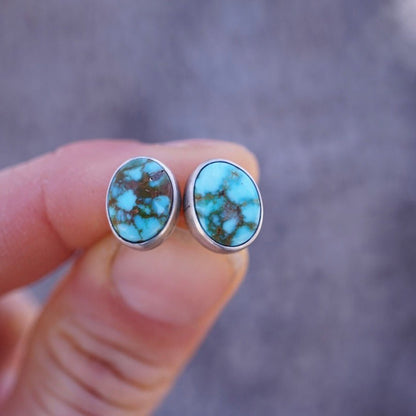 bold kingman turquoise studs - Lumenrose